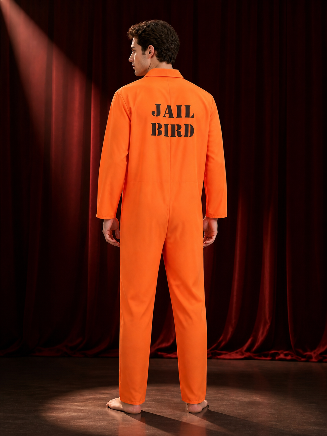 Orange Prisoner Jumpsuit for Halloween Cosplay back view