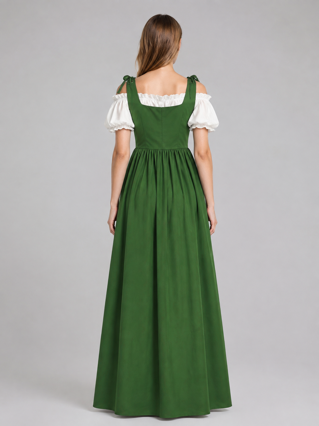 Historical Costume Dress with a Corset-Style Bodice back view