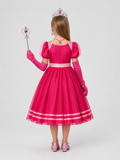 Poofy Princess Dress with Crown and Accessories back view