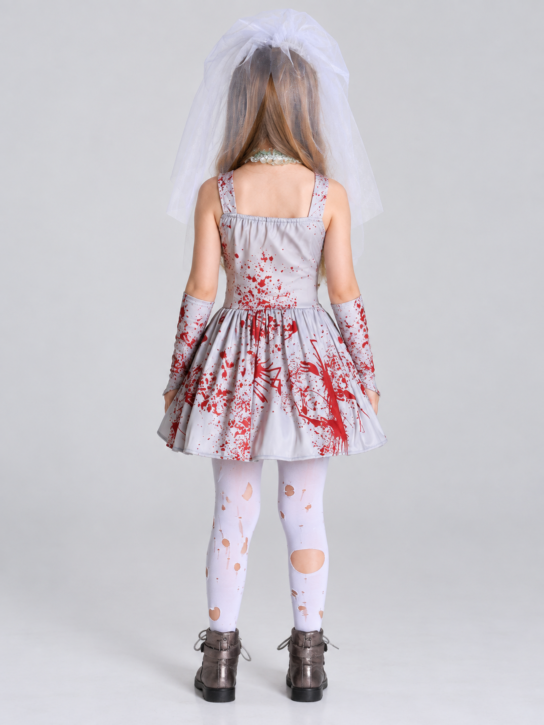 Carnival Costume with Veil and Red Print