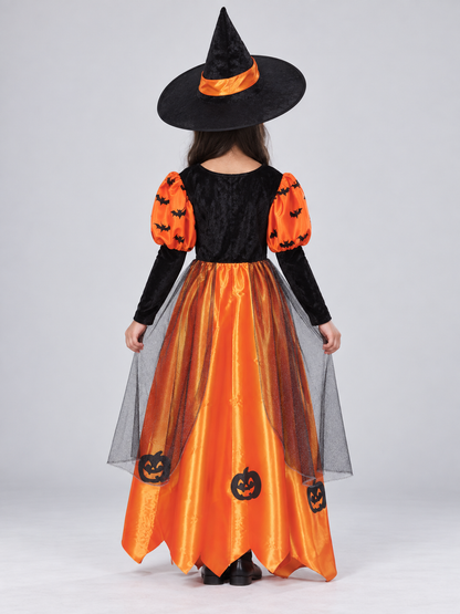 Kids' Witch Costume with Cape and Hat