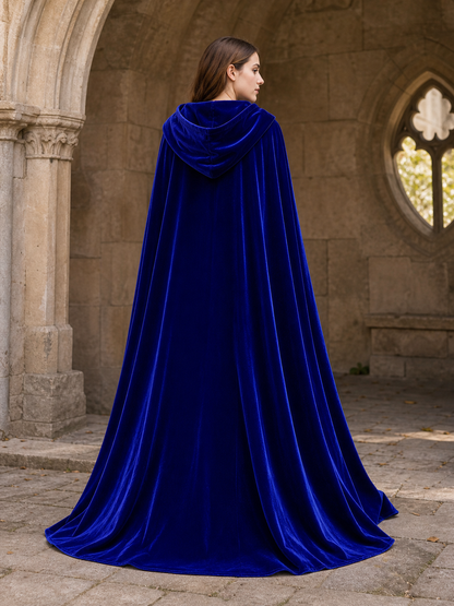 Long Blue Hooded Carnival Cape