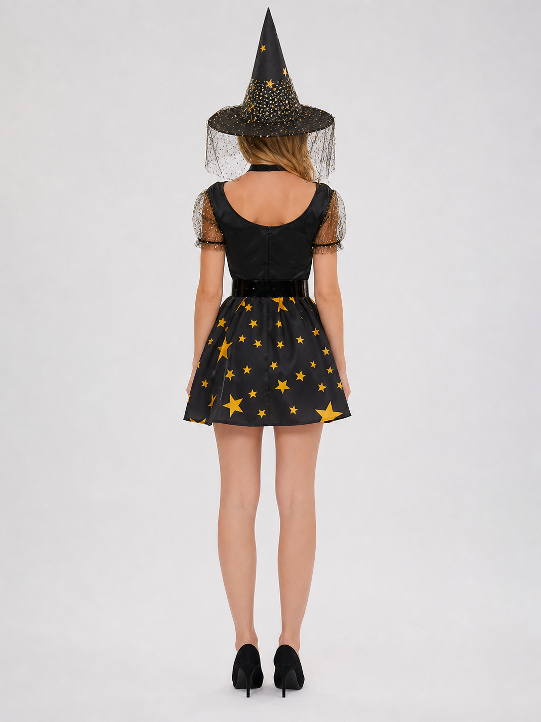 Black Witch Cosplay Dress with Stars