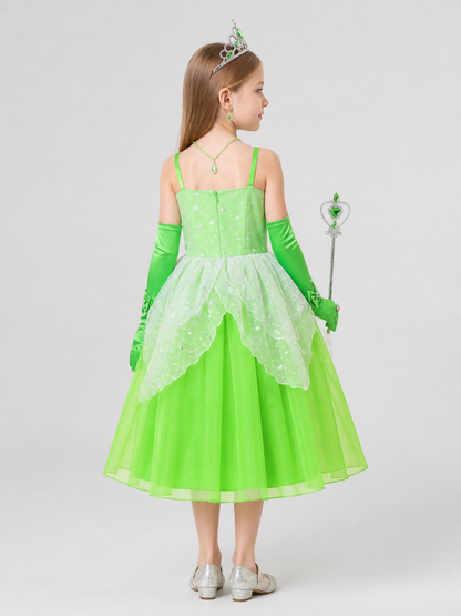 Princess Costume Set: Green Dress and Accessories back view