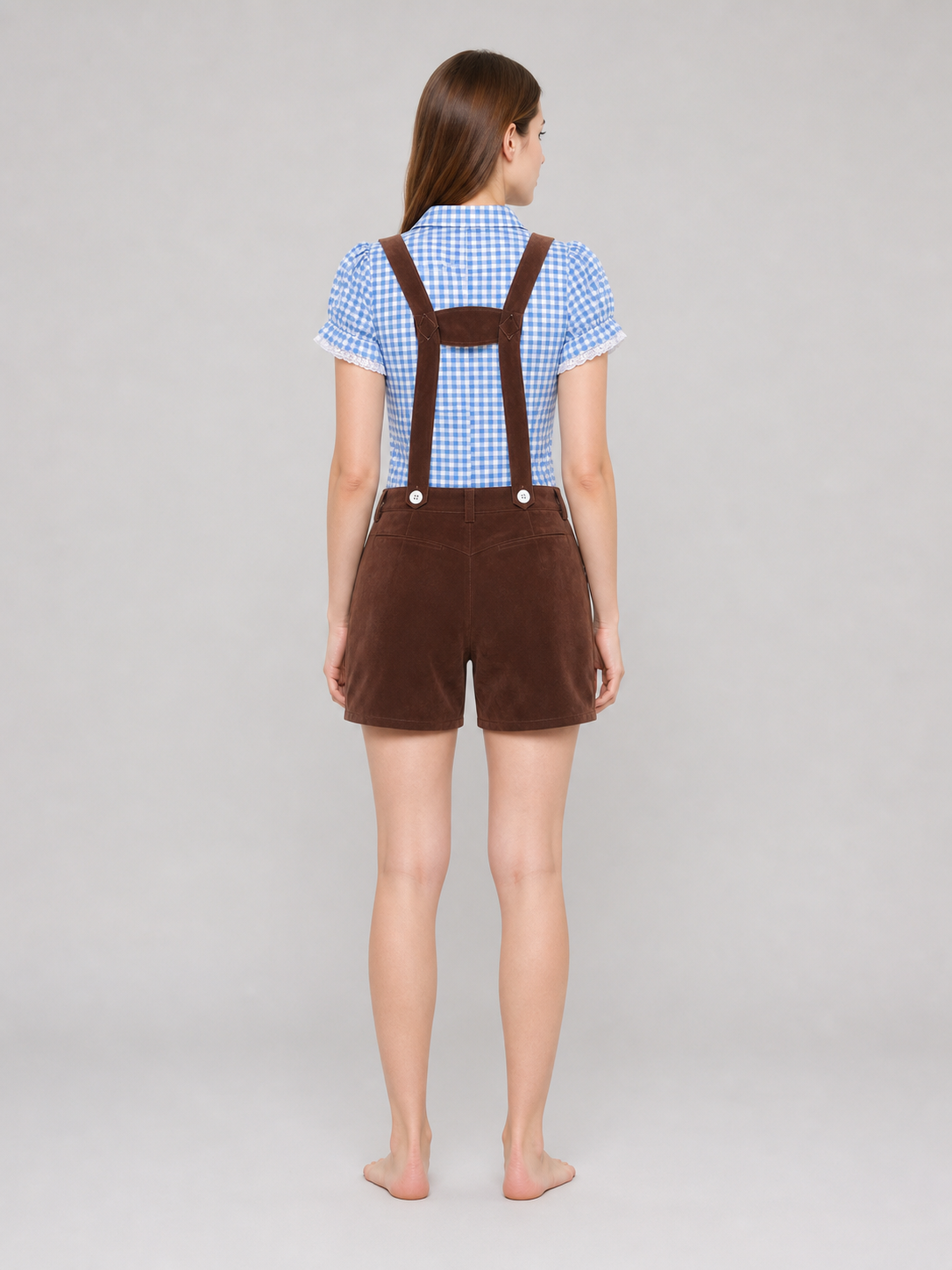 Folk-Style Set: Shirt and Suspender Shorts