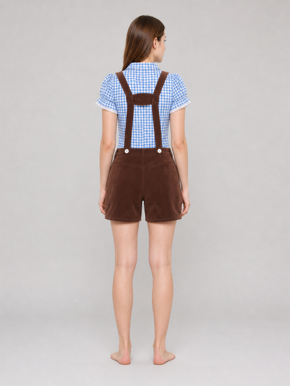 Folk-Style Set: Shirt and Suspender Shorts