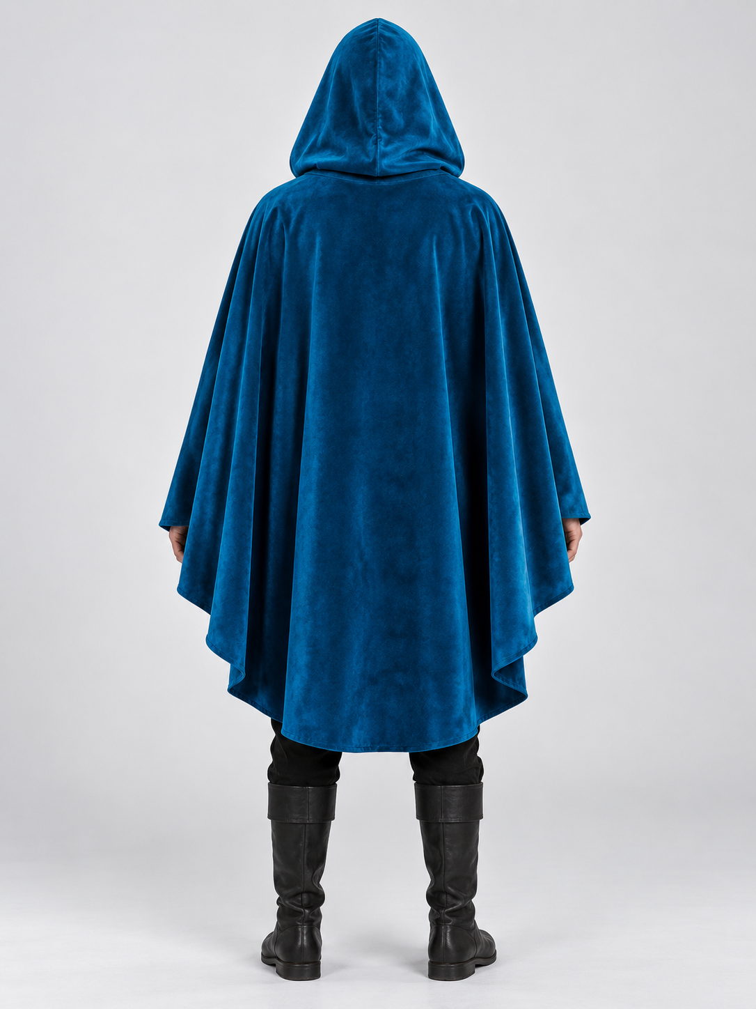 Dark Blue Hooded Cape with Long Panels