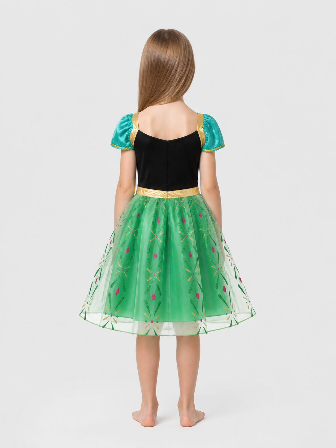 Girls' Elsa and Anna Princess Dress with Full Skirt back view