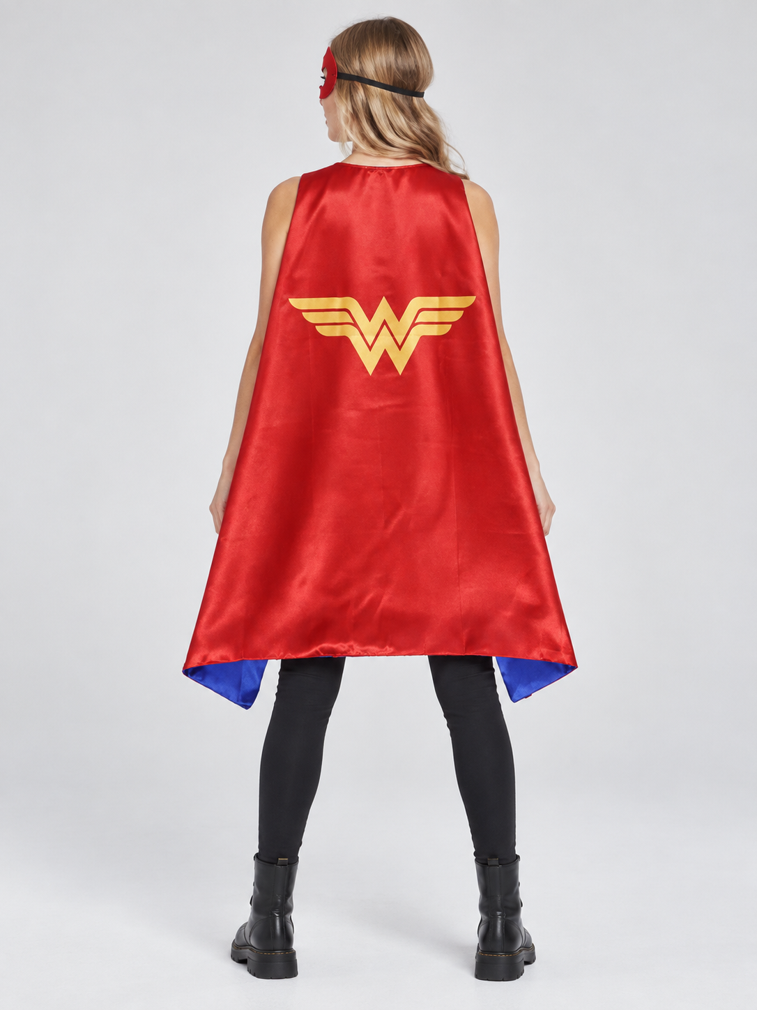 Superhero Costume Cape with Red Mask and Emblem