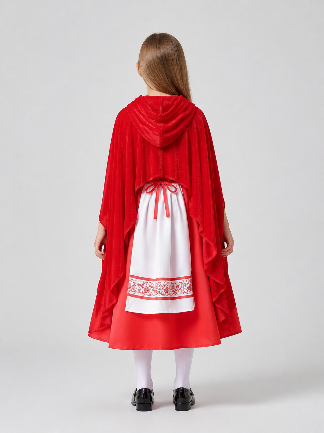 Children's Little Red Riding Hood Costume: Dress and Cape back view