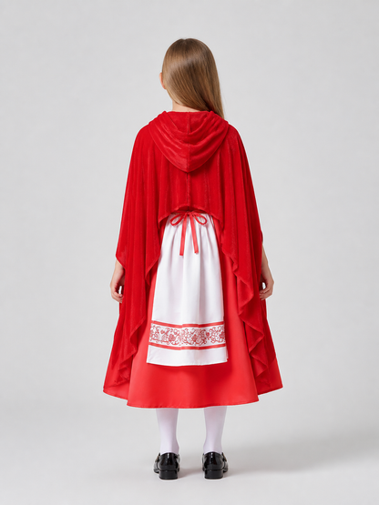 Children's Little Red Riding Hood Costume: Dress and Cape back view