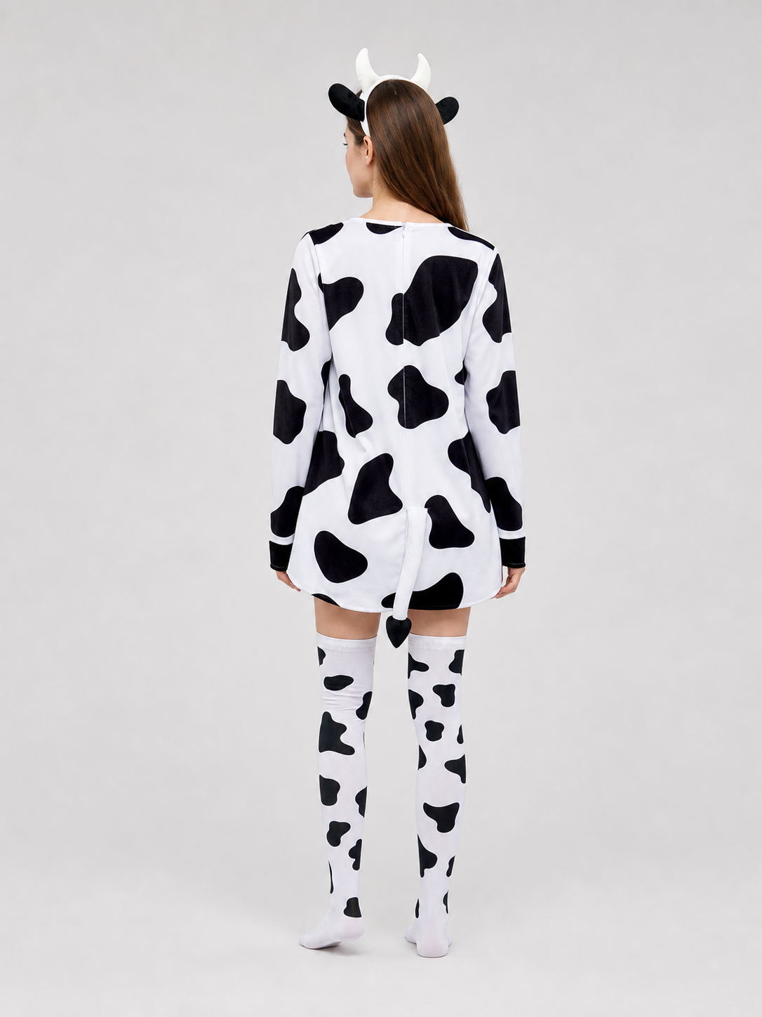 Adult Cow Costume with Headband, Tail, and Leg Warmers