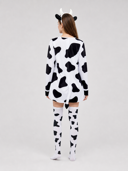 Adult Cow Costume with Headband, Tail, and Leg Warmers