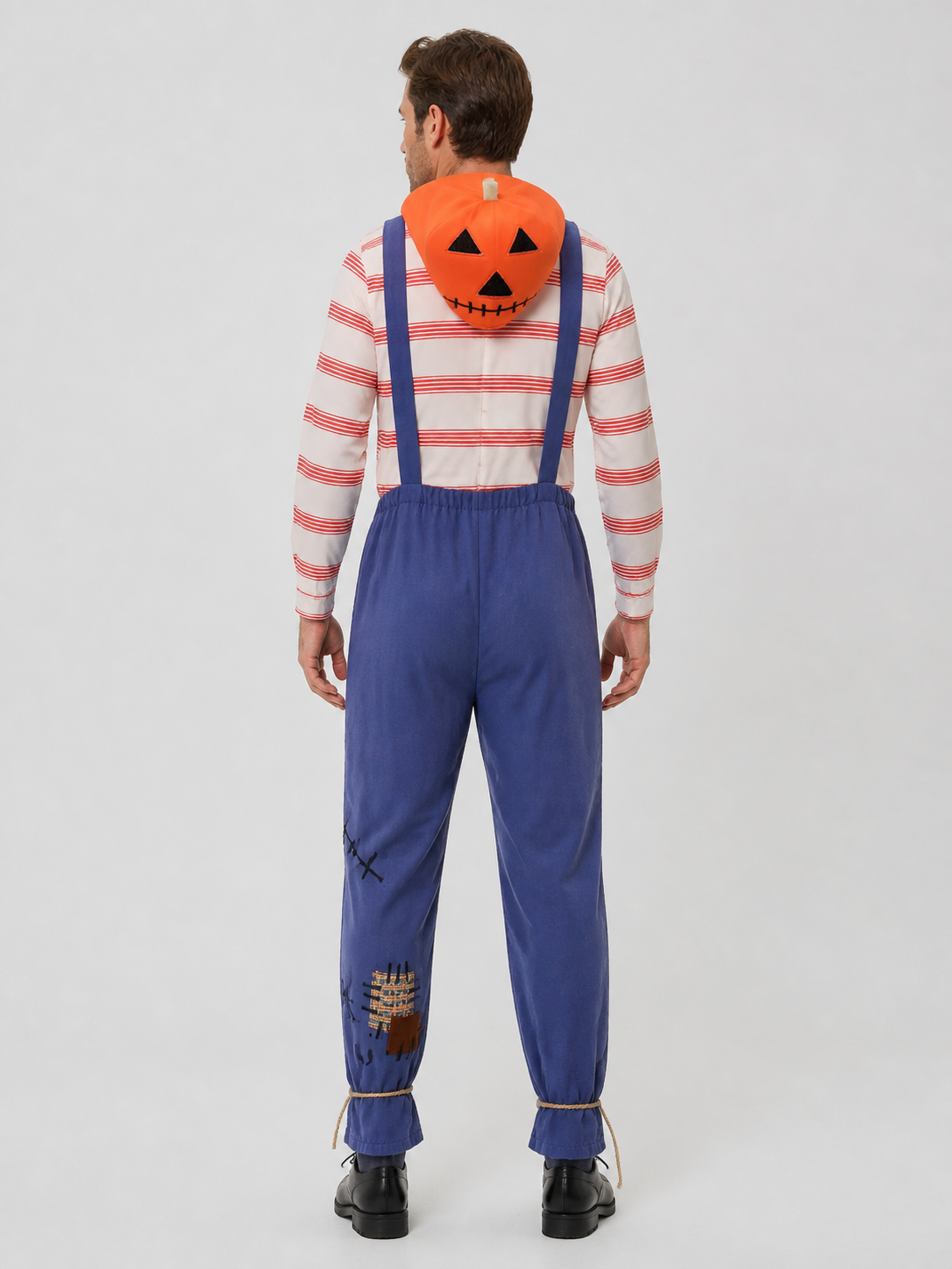 Pumpkin Scarecrow Costume for Children and Adults for Halloween back view