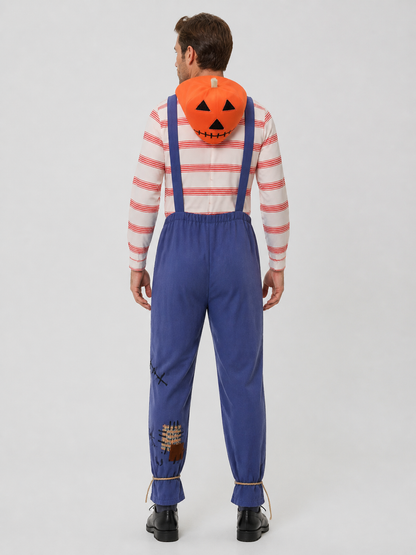 Pumpkin Scarecrow Costume for Children and Adults for Halloween back view