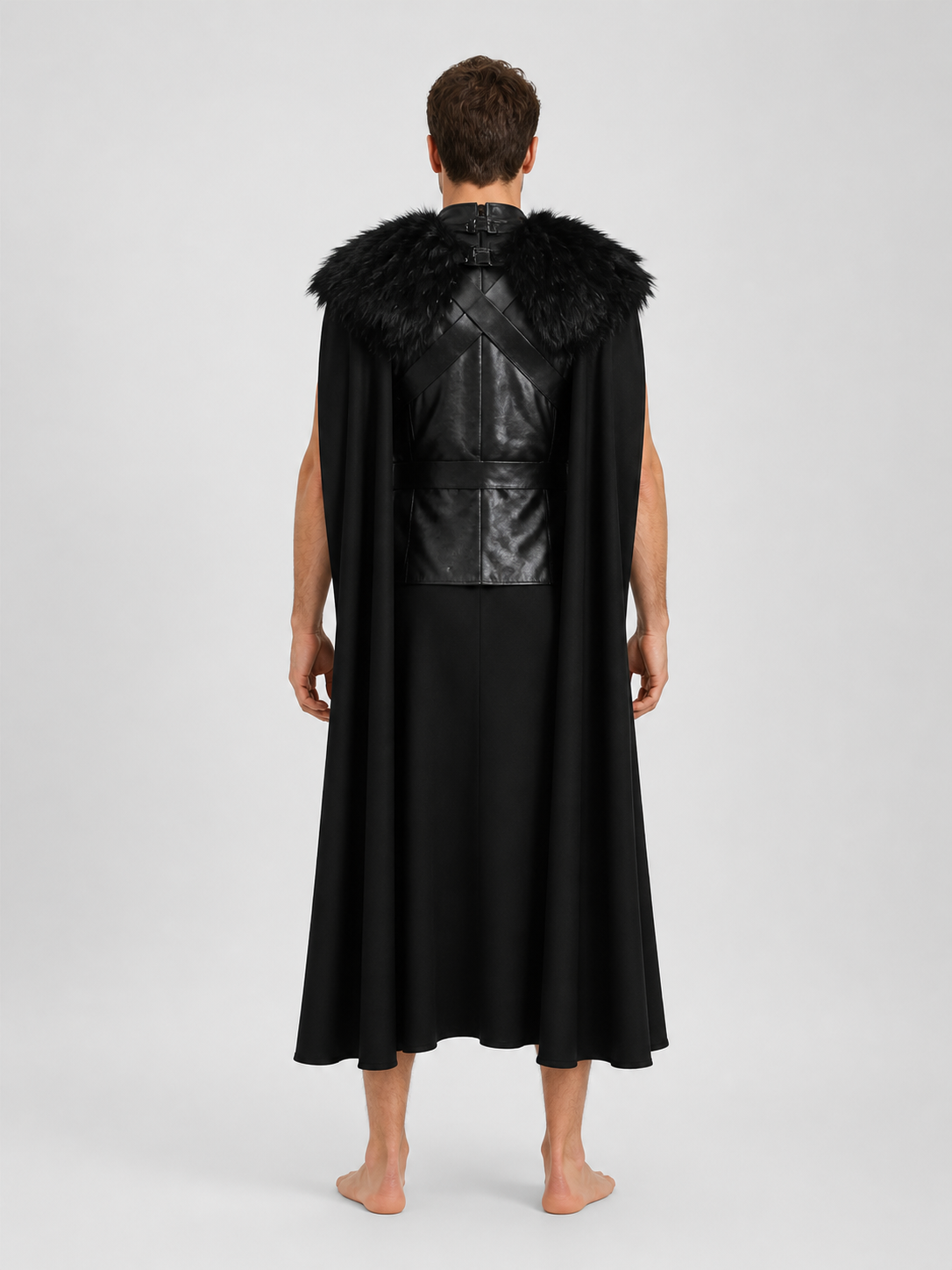 Jon Snow Cosplay Costume from Game of Thrones: Cape, Vest back view