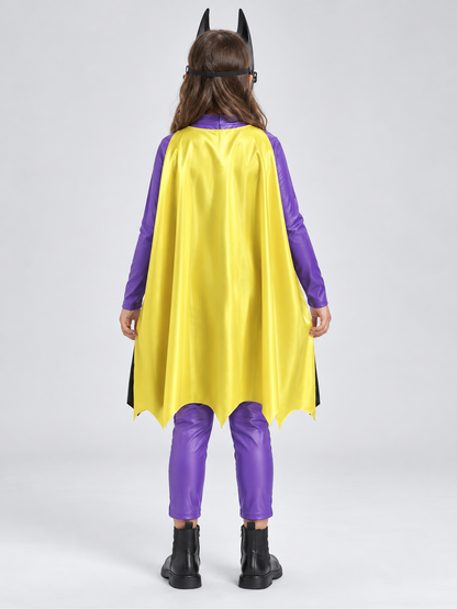 Kids' superhero costume purple with cape