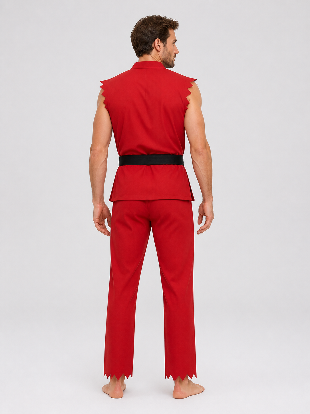 Street Fighter Cosplay Costume: Sleeveless Top, Pants, Belt back view