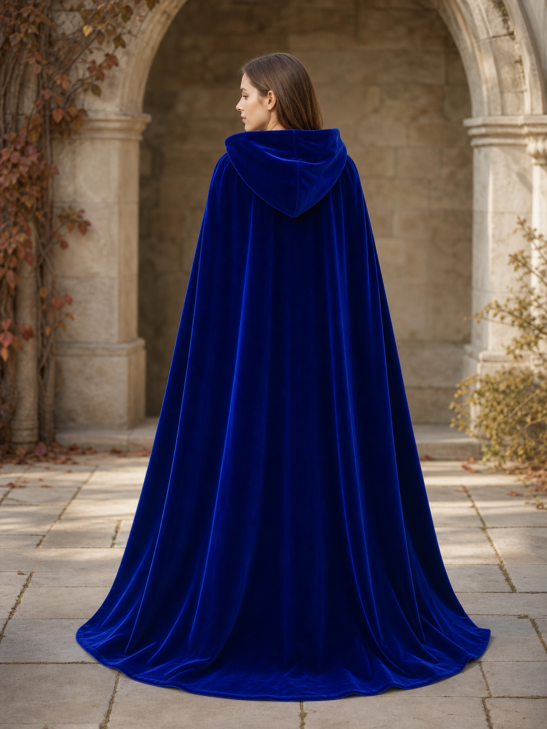 Long Blue Hooded Carnival Cape