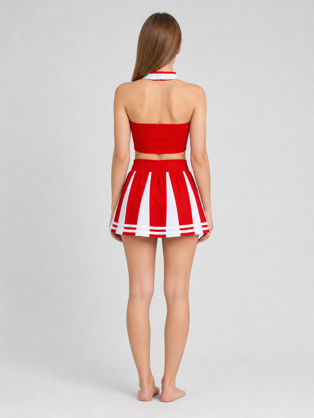 Stage Costume: Red Top and Skirt with White Stripes