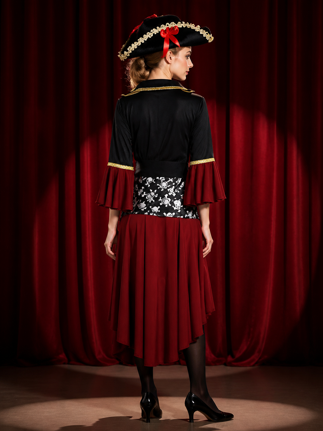 Pirate Costume with an Asymmetrical Skirt for Halloween