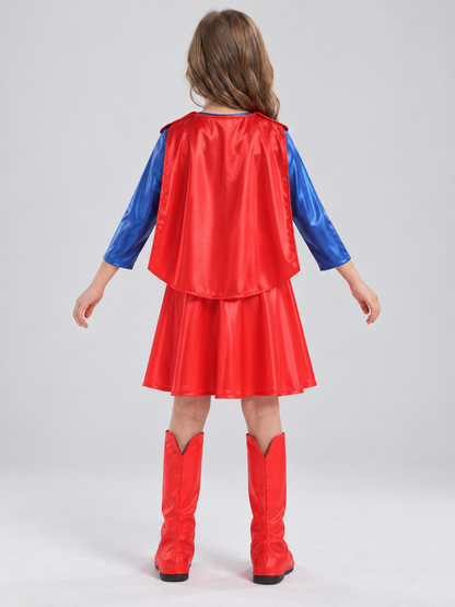 Kids' superhero costume with cape and belt