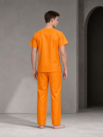 Women’s Prisoner-Themed Costume Set, 2-Piece Short-Sleeve Shirt and Long Pants with PRISONER Back Print for Dress-Up Events