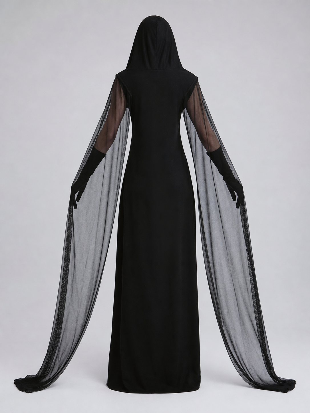 Black Long Hooded Cloak for Carnival