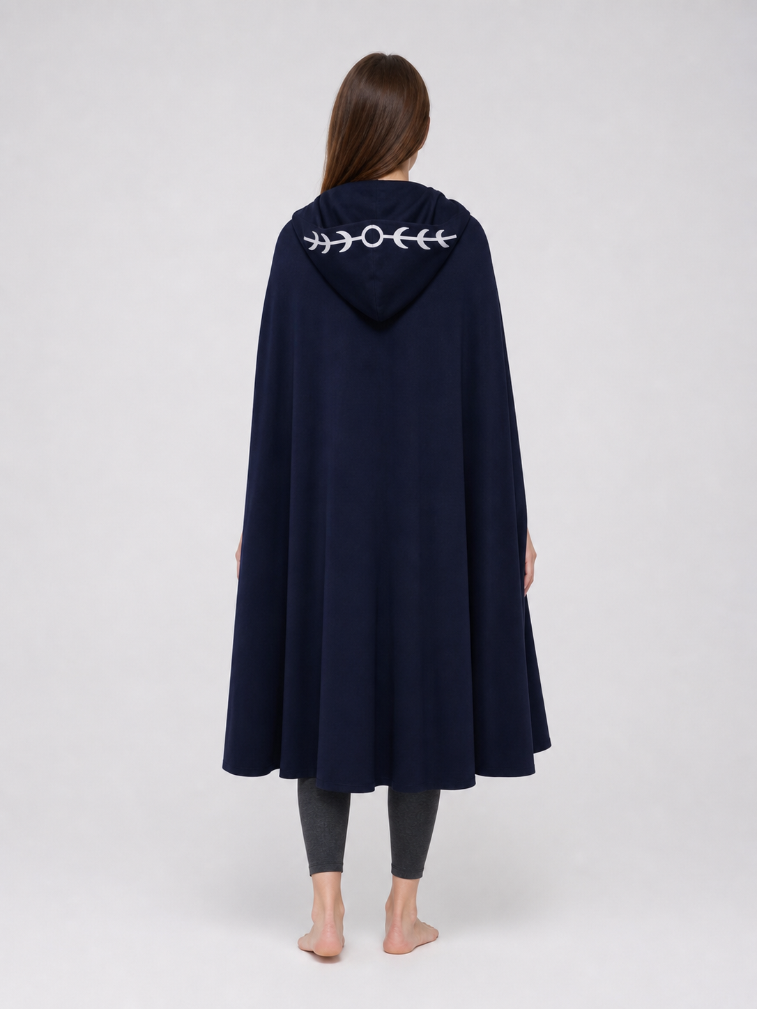 Navy Blue Hooded Cape with White Pattern