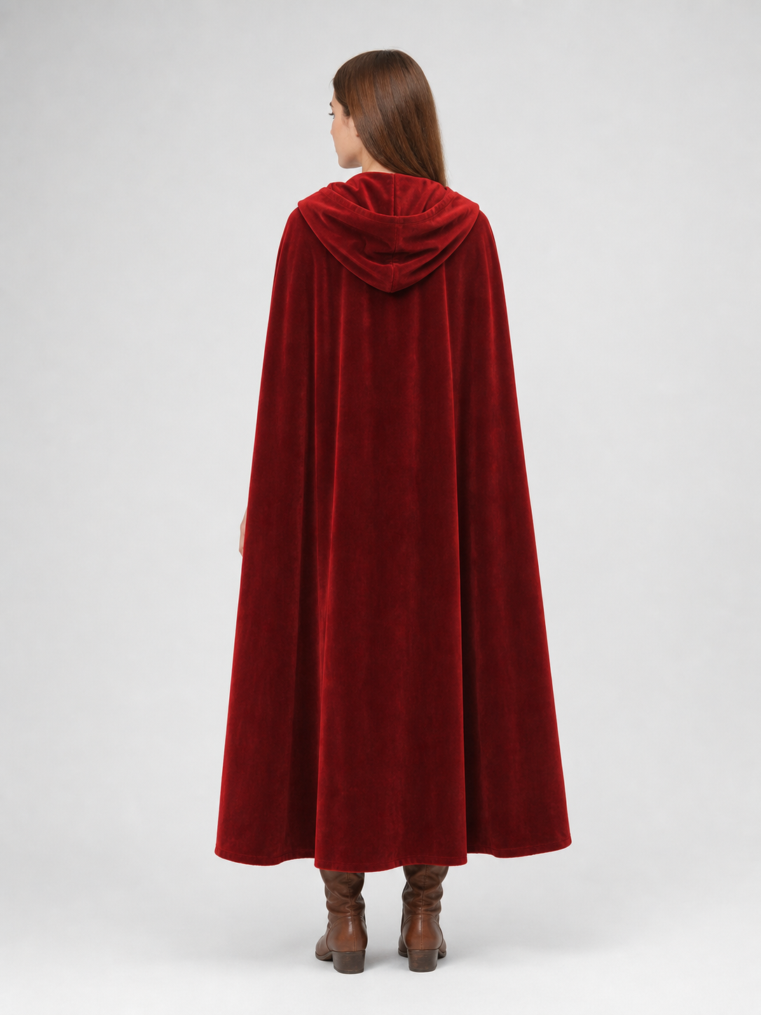 Burgundy Medieval Hooded Costume Cloak