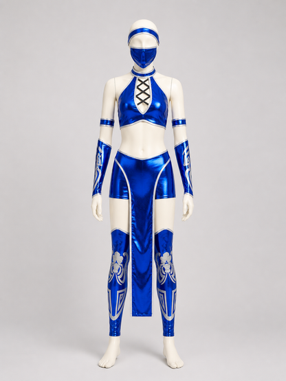 Mortal Kombat Cosplay Costume, Blue Set back view