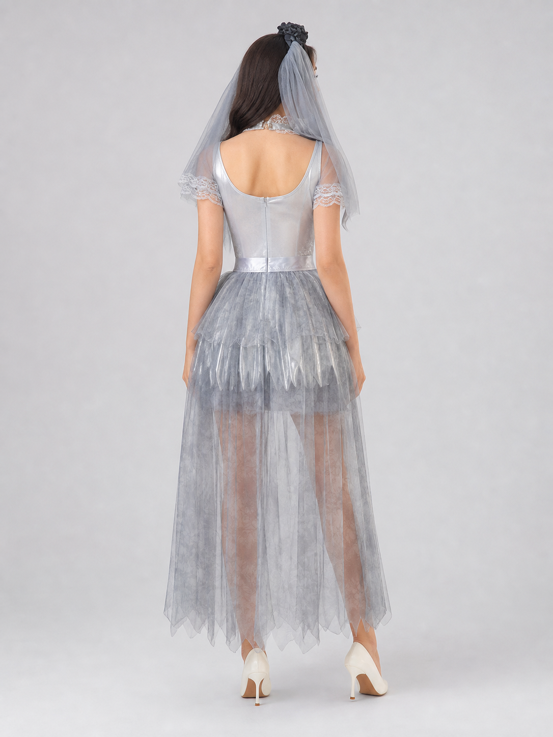 Halloween Cosplay Dress with a Ripped Skirt