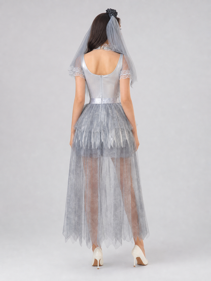 Halloween Cosplay Dress with a Ripped Skirt