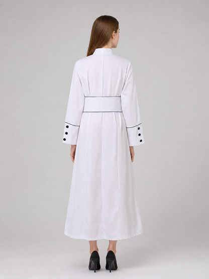 Carnival Robe with Crosses, White with Black Trim