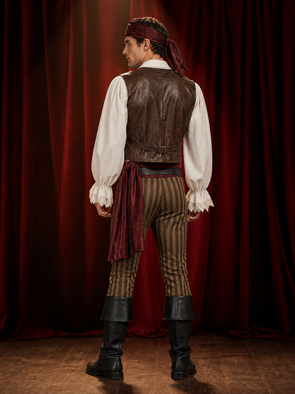 Pirate Costume with Vest for Cosplay and Halloween back view