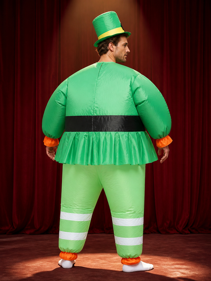 Inflatable Leprechaun Costume Set For Halloween - Includes Hat & Shoe Covers back view