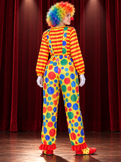 Adult Clown Costume, 11 Pieces, Polka Dot