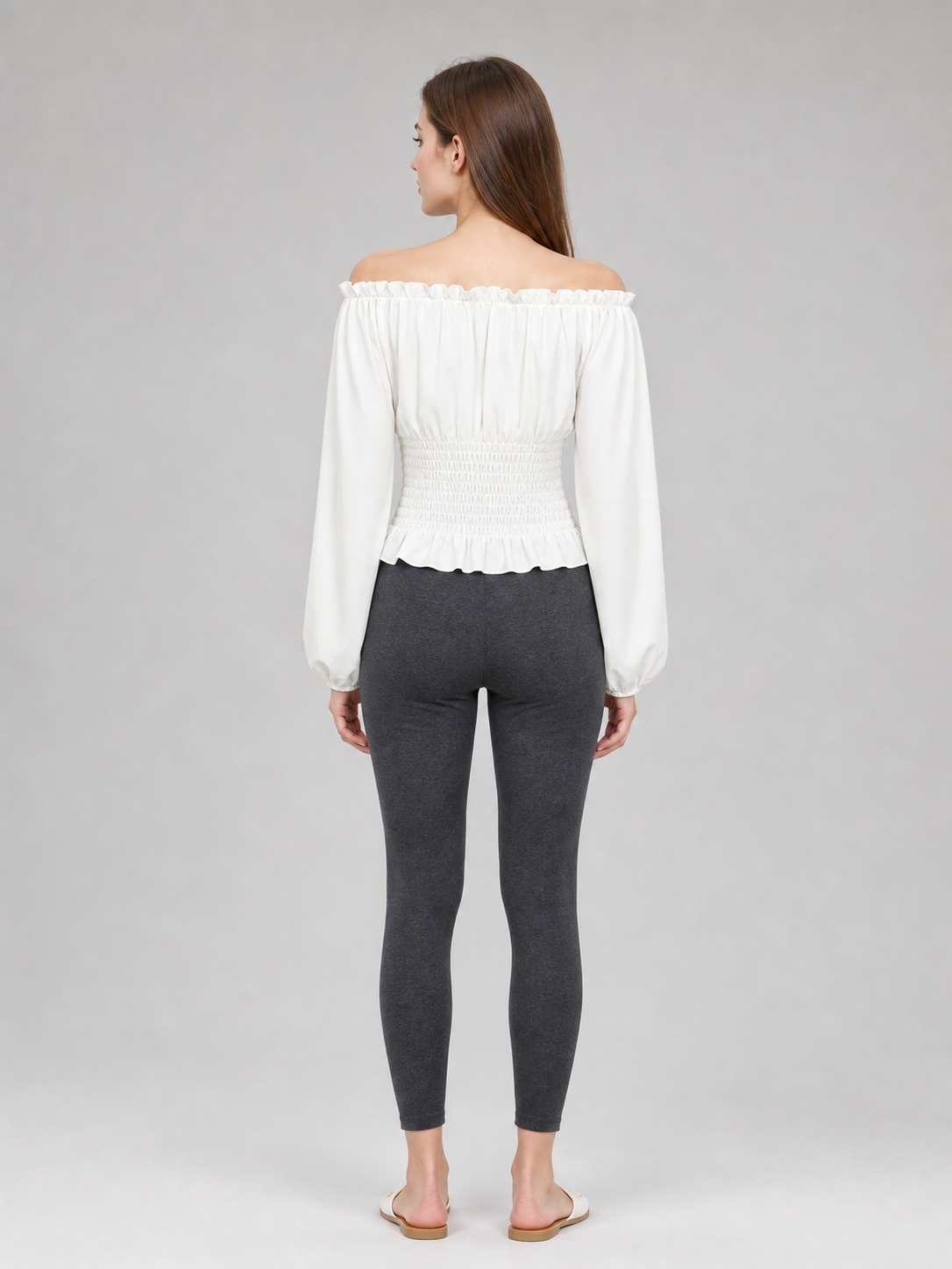 White Blouse with Voluminous Sleeves and Ruffles