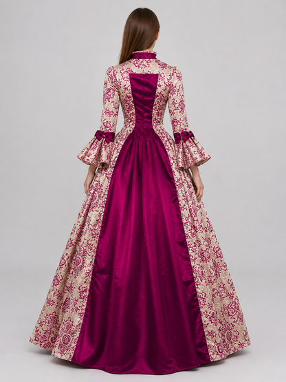 Dressy Dress with Pattern and Flared Sleeves