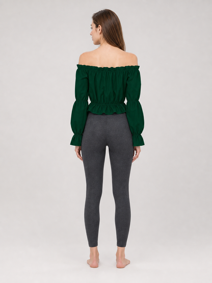 Off-the-Shoulder Blouse with Puff Sleeves