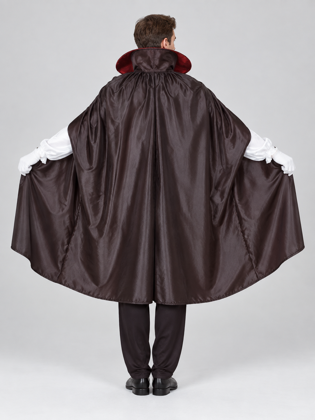 Vampire Costume with Red Vest and Cape back view