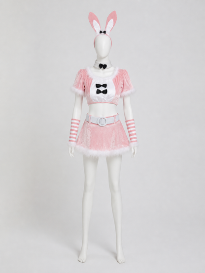 Rabbit Costume: Top, Skirt, Ears, and Collar back view