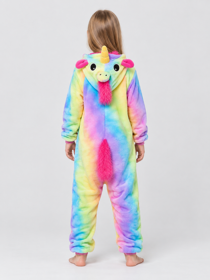 Flannel One-Piece Pajama with Unicorn Hood
