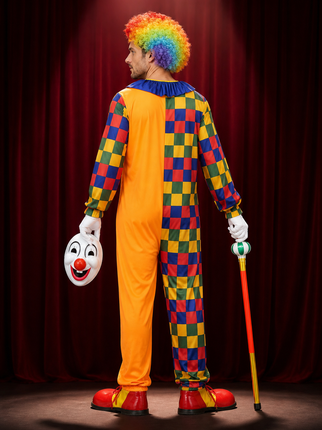 Checkered Clown Costume for Cosplay, Masquerades, and Halloween