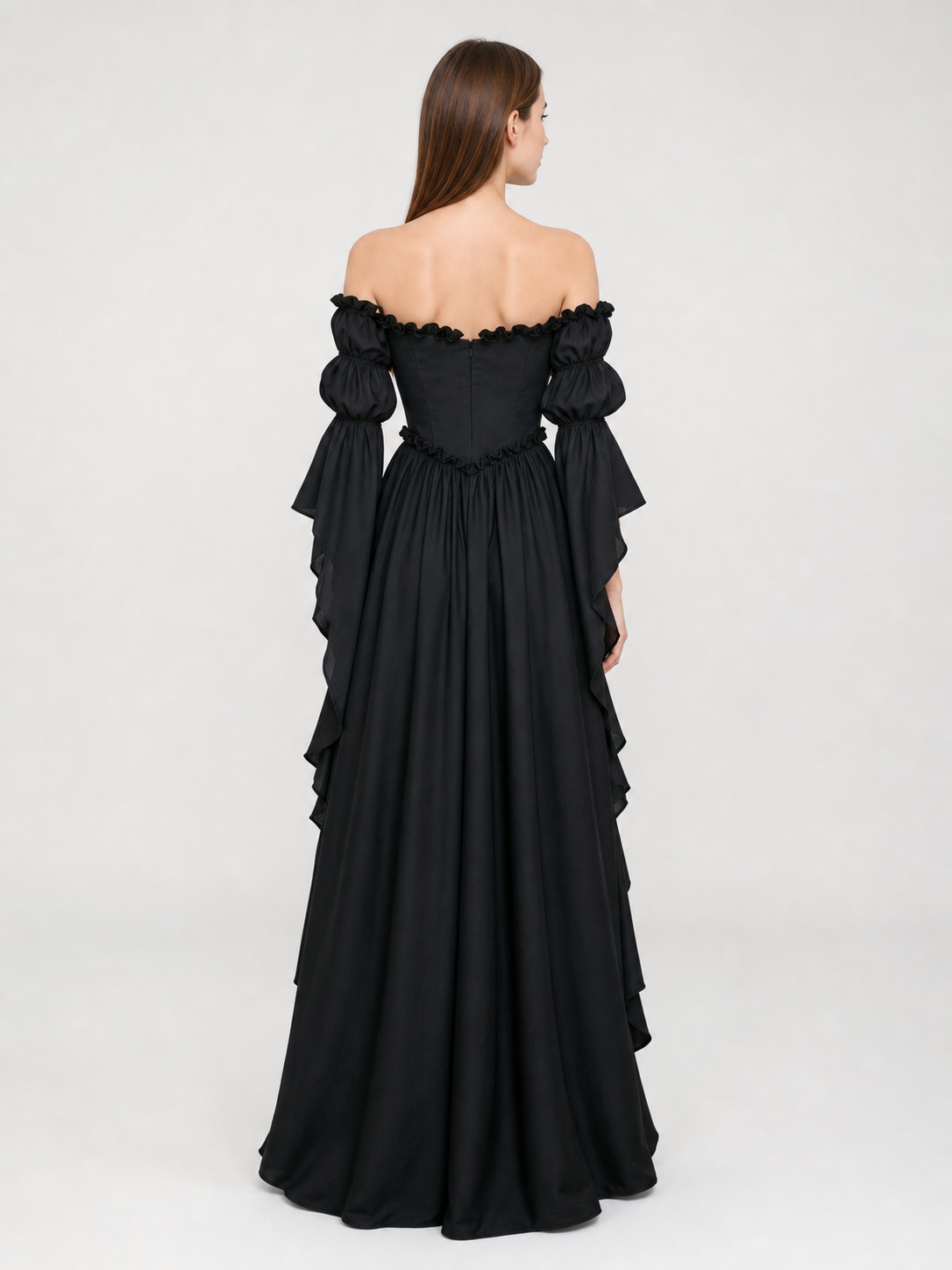 Black Long Gothic Vintage-Style Dress