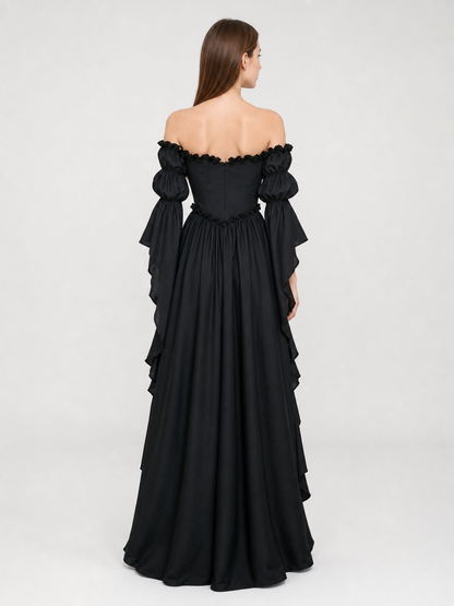 Black Long Gothic Vintage-Style Dress