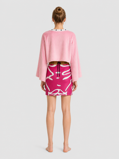 One Piece Doflamingo Cosplay Costume with Skirt and Jacket back view