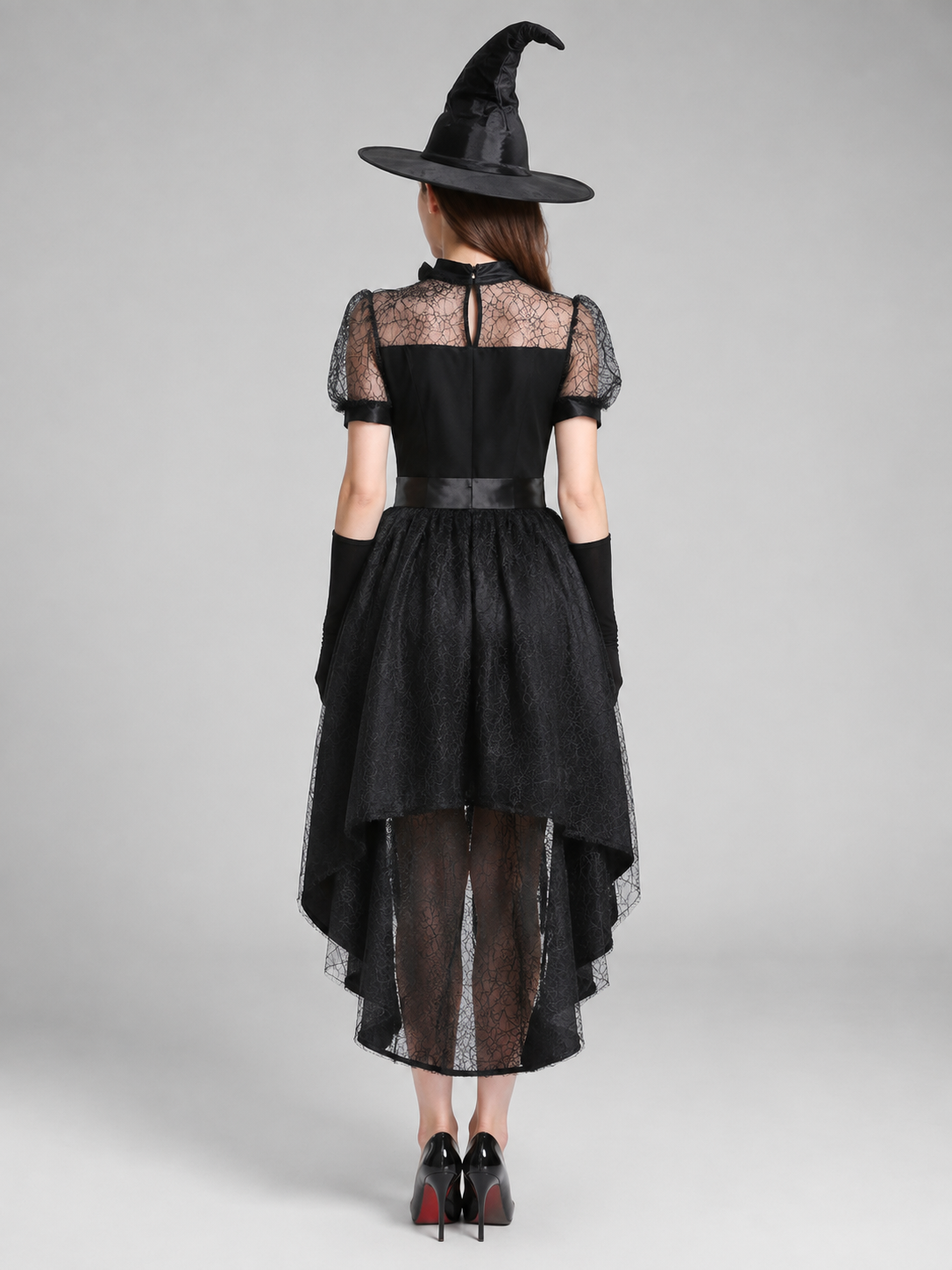 Black Witch Costume with Train back view