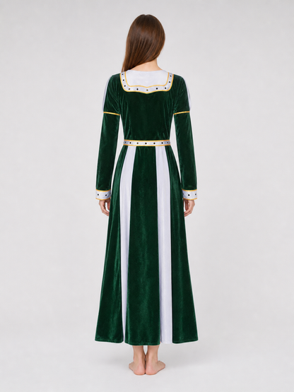 Fiona Cosplay Dress, Green with White Insert