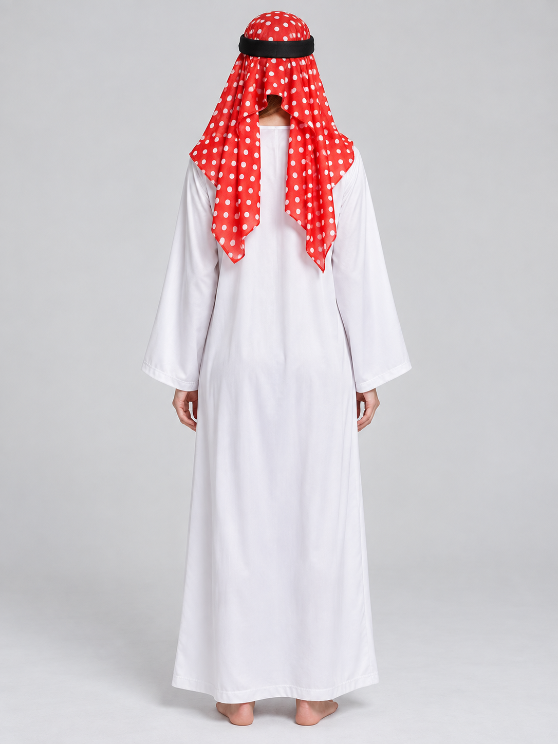 Carnival costume with a headscarf, mustache, and glasses